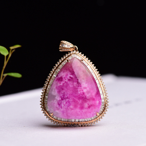 老料舒俱来玉化皇家紫樱花粉桃红手链吊坠项链18k金镶嵌手镯手排