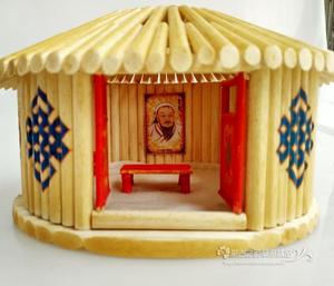 蒙古族特色工艺品 蒙古包造型模型 竹筷子手工制作仿真蒙古包礼品