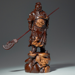 黑檀木雕武圣关公摆件实木质武财神关二爷关羽客厅办公室家居供奉