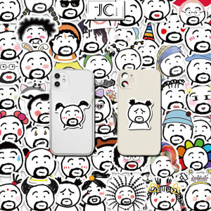 60张蠢萌阿呆表情包系列笔记本电脑吉他水杯装饰不留胶防水贴纸