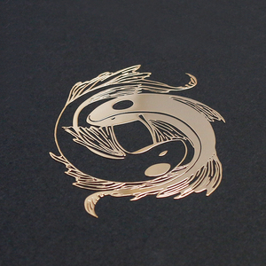 太极八卦鱼锦鲤鱼手机金属贴纸镍标太极阴阳鱼汽车用品电镀金属贴