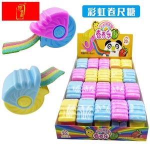 儿童新奇创意彩虹卷尺糖果玩具一卷的酸甜果汁长条软糖好玩的零食
