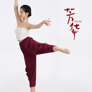 芳华同款裤阔腿萝卜现代舞蹈服宽松中国舞演出蒙古舞红色练功裤