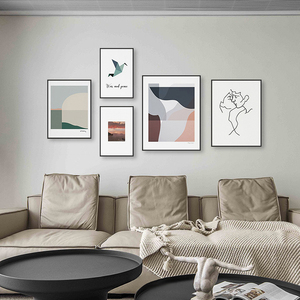 莫兰迪组合装饰画挂画抽象艺术餐厅墙画壁画北欧客厅沙发背景墙画