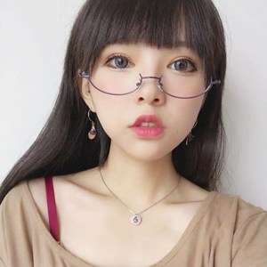 韩国平光镜日系二次元软妹眼镜框女装饰cos网红下半框眼镜