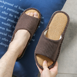 亚麻拖鞋男棉麻静音春秋居家居地板防滑情侣防臭四季通用男士拖鞋