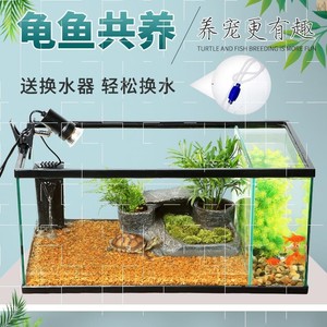 龟鱼缸一体混养生态两用混合居家二合一金鱼隔离小型水陆缸组合