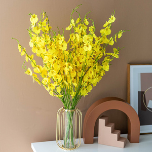 仿真跳舞兰花束高品质假花客厅摆件黄色干花插花装饰花艺轻奢摆设