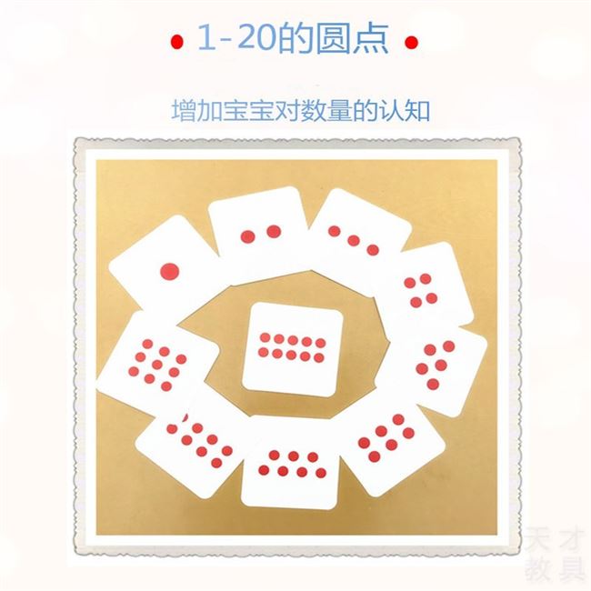 学识20正数儿童数卡数字卡片1-幼儿园小中大班教学具背点卡可水1