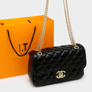 专柜尚古驰正品cucci酷奇名牌包包女小方包女小香风真皮链条包单