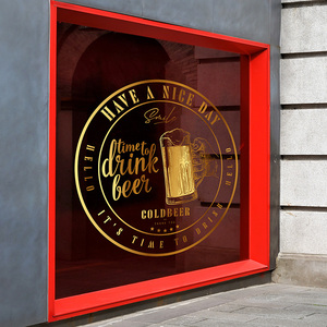 酒吧橱窗美化玻璃贴纸啤酒饮料ktv会所双面静电透明窗贴静电贴画