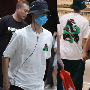 王一博palace衣服联名眼镜蛇缠绕三角环绕大三角白色纯棉体恤