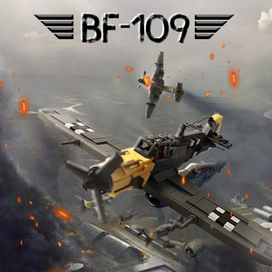 moc兼容乐高二战德军战斗机梅塞施密特bf-109小颗粒拼插积木玩具