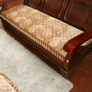 新款加厚冬季实木质沙发垫毛绒防滑长椅垫连体红木组合海绵坐垫子