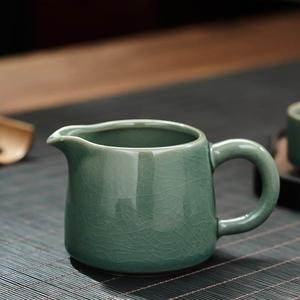 哥窑翡翠绿公道杯功夫茶具分茶杯可养开片分茶杯陶瓷家用公杯纯色
