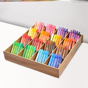 幼儿园油画棒收纳盒子木盒粉笔盒美术绘画蜡笔盒美工区桌面收纳盒