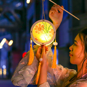 元宵节灯笼古风手提pvc小花灯2022儿童幼儿园手工制作diy材料包