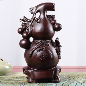 黑檀福禄葫芦木雕摆件精品实木雕刻玄关装饰品家居客厅工艺品礼品