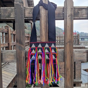 佤族包包少数民族黑色嬉皮流苏手工包