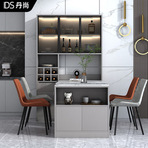 轻奢餐边柜餐桌一体高柜靠墙酒柜家用餐桌椅组合现代简约小户型