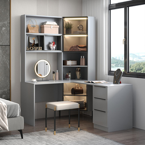 转角梳妆台卧室现代简约2022年新款创意轻奢书桌化妆台一体高级感