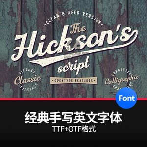 ps/procreate英文字体包经典手写复古内置墨点纹理海报设计ai字库