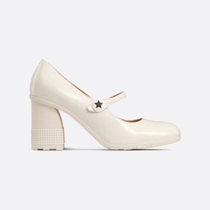 dior/迪奥女鞋亮面小牛皮饰有带黑色星星的白色装饰纽扣高跟鞋