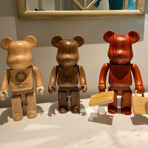 bearbrick日本东京奥运会400%mmj繁荣暴力熊潮流摆件红色木头熊