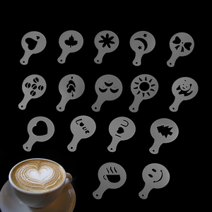 花式咖啡拉花模板 印花喷花撒花图案模具16件套拉花模咖啡店器具