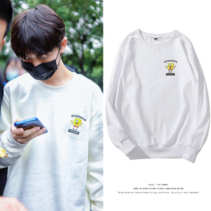 韩都衣舍联名款时代少年团丁程鑫同款海绵宝宝卫衣情侣装男女上衣