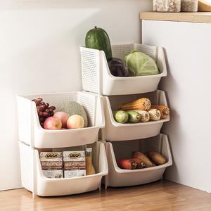 菜篮子置物架厨房放蔬菜收纳架塑料收纳筐家用果蔬水果台面置物筐