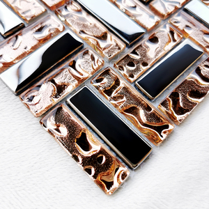 现代金色吧台电镀镜面水晶玻璃马赛克瓷砖卫生间电视背景墙贴装饰