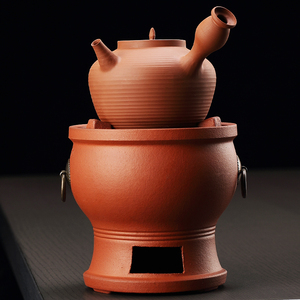手工红泥炭炉碳火烧水壶砂铫壶户外潮州功夫茶炉煮茶器复古小火炉