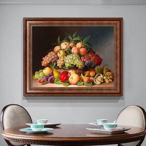 美式客厅沙发背景墙装饰画复古玄关壁画餐厅饭厅欧式水果油画挂画