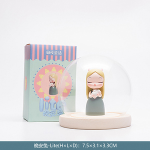 可米生活白夜童话lite泡泡玛特盲盒公仔玩偶玻璃罩摆件艺术工艺