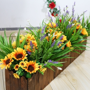 花箱花槽套餐假花塑料花绿植绿叶绿草插花装饰户外花坛栅栏仿真花