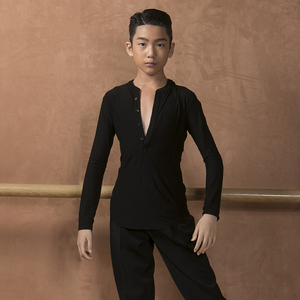 东鑫舞服 拉丁舞半开胸上衣男童王崇墨 拉丁专业练功服舞蹈健身服