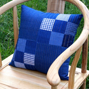 手工拼布靠垫土布抱枕老粗布腰抱枕靠垫套靠枕