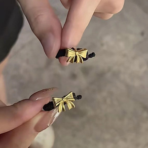 黄金蝴蝶结戒指女999足金在逃公主编绳戒子纯金转运珠送女友礼物