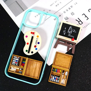 比彩迷你木质小画板黑板文具颜料盒树脂饰品配件 diy滴胶奶油摆件