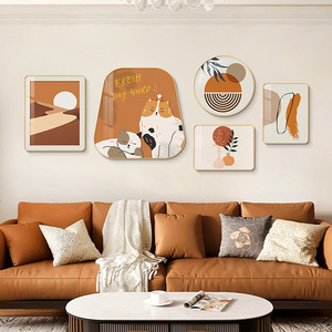 艺术客厅装饰画现代简约沙发背景墙挂画网红壁画高级感组合画猫咪