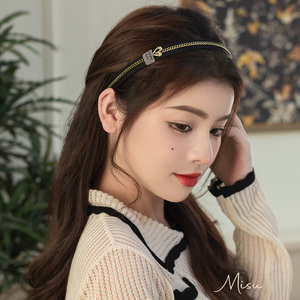 发箍女网红2021年新款秋冬高级感带齿防滑黑色细款短发温柔发卡