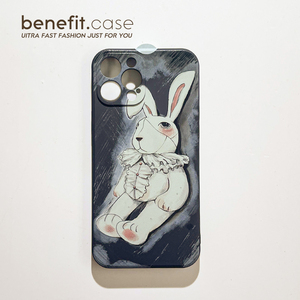 Benefit卡通忧伤的兔子玩偶适用15苹果13手机壳iphone14promax新款12保护套11潮牌xsmax透明硅胶8plus女7mini