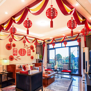结婚装饰大厅婚房布置套装客厅新房婚礼婚庆创意浪漫中式结婚装饰