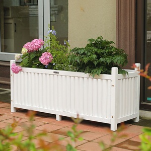 防腐木花箱白色长方形户外包邮圆木种菜盆特大实木种植箱碳化花.