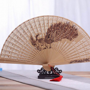 木扇子镂空折叠金丝楠香木中国风古典家居装饰工艺品中式玄关摆件