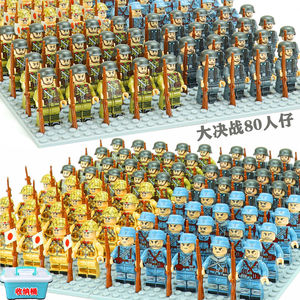 八路军打鬼子地道战积木打仗的士兵军事拼装玩具抗日战争小人模型