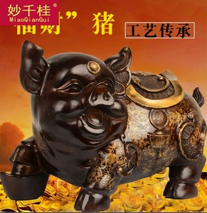 妙千桂风水纯铜猪摆件猪元宝猪如意猪财福对猪金猪家居办公室工艺