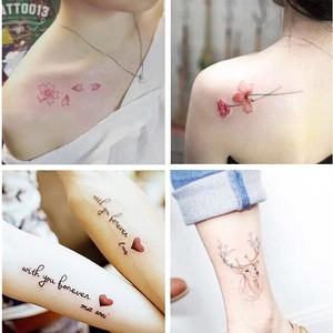 纹身贴胸前纹身贴防水男女持久个性英文字母小清新性感花朵情侣.