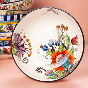 色彩大师手绘陶瓷碗创意碗家用米饭碗釉下彩果酱碗沙拉碗8寸